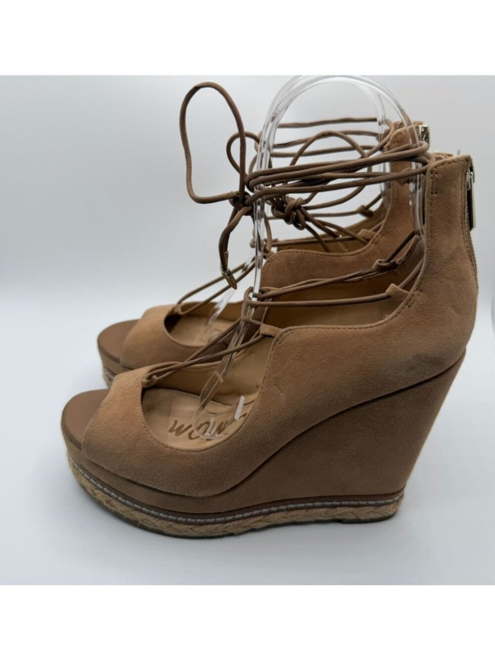 Sam Edelman Harriet Espadrille Wedge Sandals Women's Size 6.5M Tan Lace Up Shoes